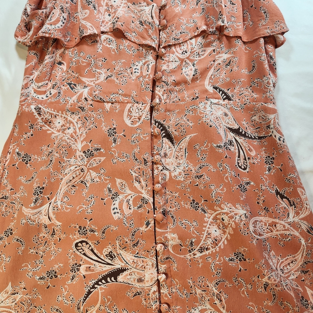 Sanctuary Isabella Maxi Dress | Size M | Peach Pink Floral Paisley Button-Front - Picture 9 of 13